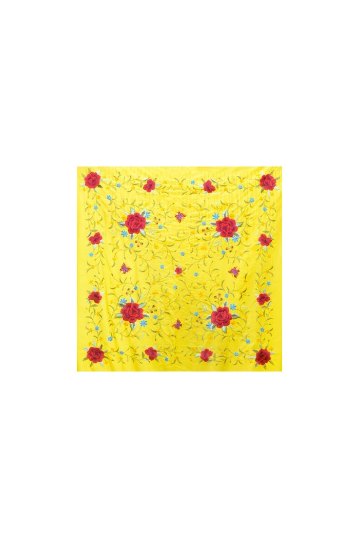 Châle Manille brodé Carré modèle Châle Printemps Manille - Brodé Multicolores Mauve