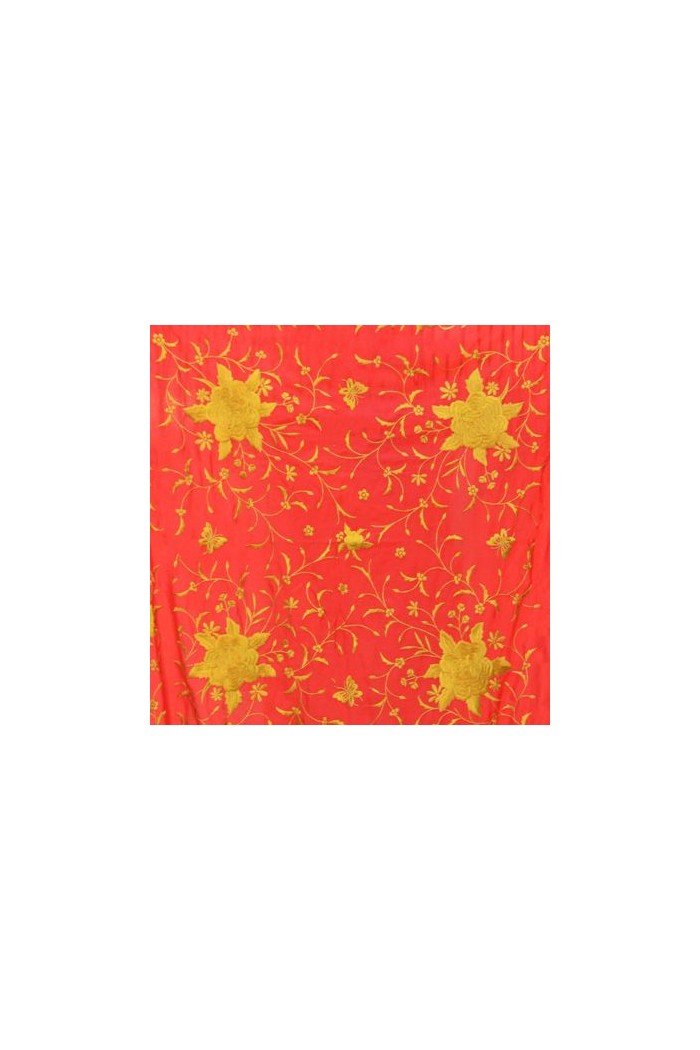  Square Embroidered Manila Shawl model Manila Spring Shawl - Golden Embroidered Bordeaux