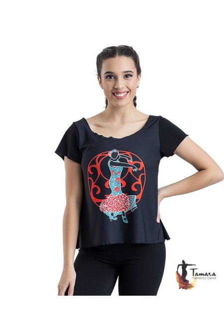 Maillot, body et haut de flamenco FEMME modèle T-shirt flamenca - Desing 20 Manches 