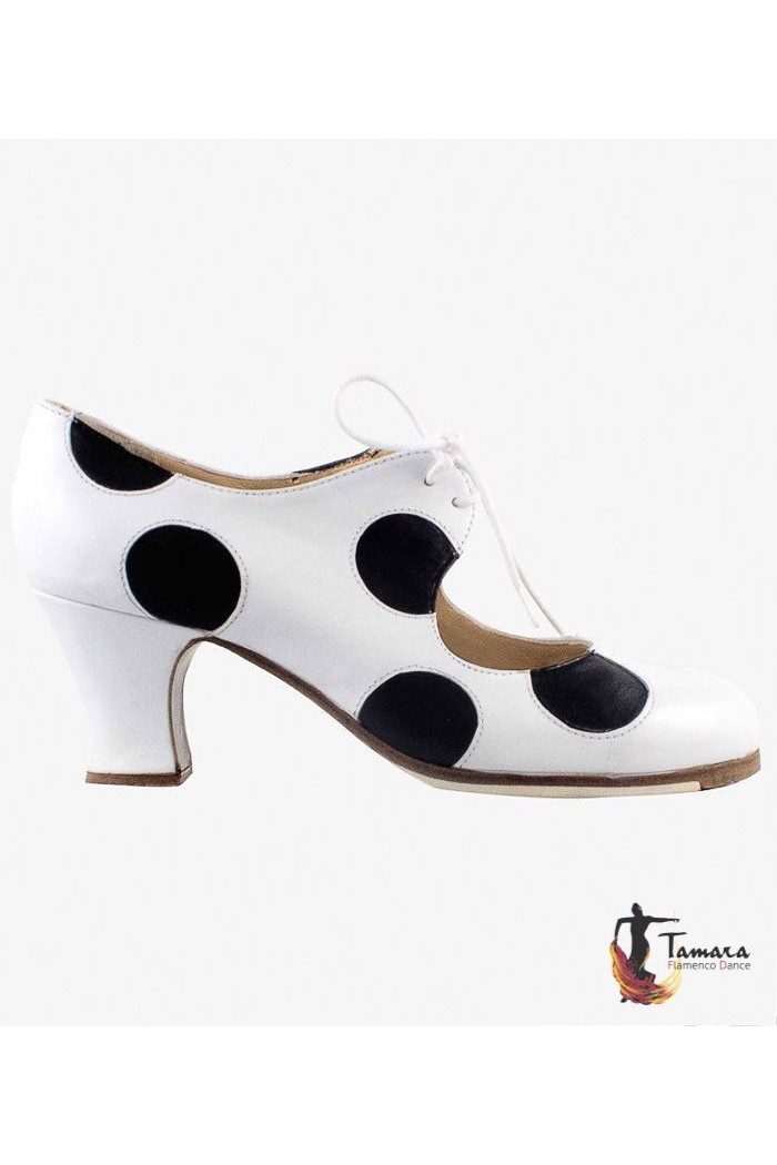  Flamenco shoes - Professionals model Flamenco shoes Cordonera with Polka Dots negro-rojo