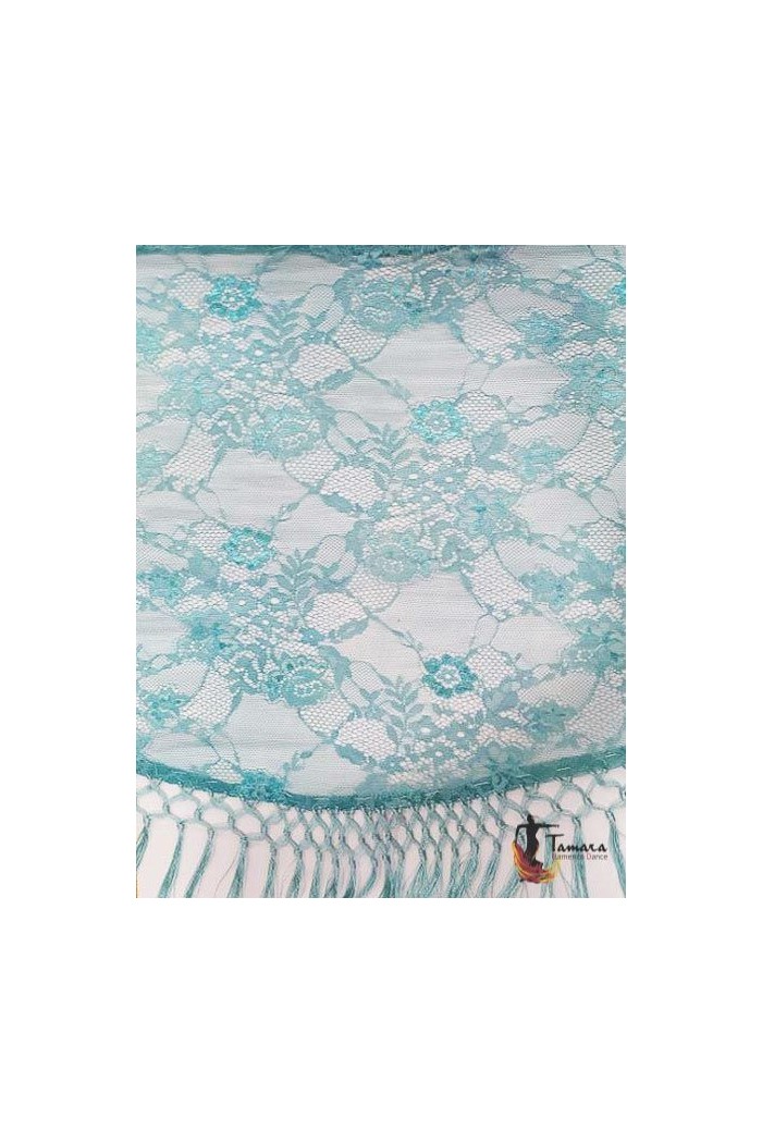 Châle foire uni/imprimé/lacé modèle Châle Femme - Dentelle Bleu canard