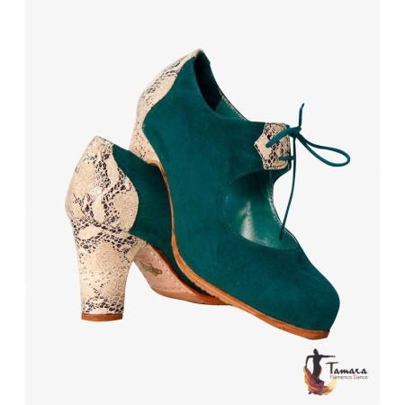 Zapatos de flamenco Profesionales Tamara modelo Zapatos de flamenco Solea - Burdeos - Ante y Serpiente - Mismo material y color - Cubano 3 cm - Ancho especial Burdeos