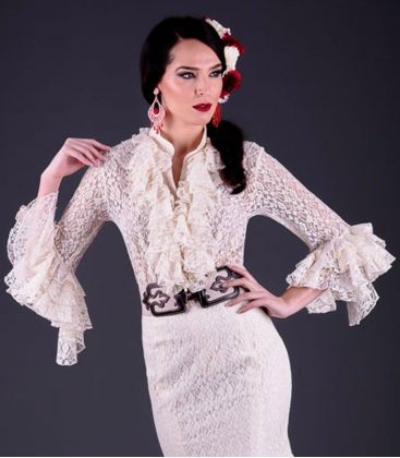 blouses et jupes de flamenco en stock livraison immédiate - Vestido de flamenca TAMARA Flamenco - Coral blouse - Dentelle