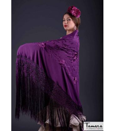 square embroidered manila shawl in stock - - Manila Spring Shawl - Purple Embroidered
