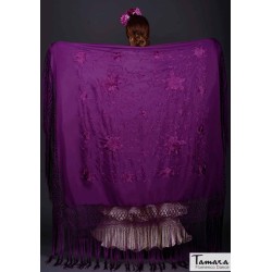 Châle Manille brodé Carré modèle Châle Printemps Manille - Brodé Purple Violet