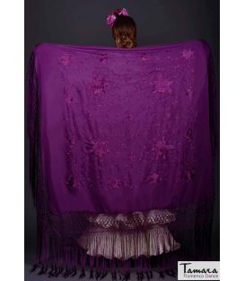 manila shawl in stock - - Manila Spring Shawl - Purple Embroidered