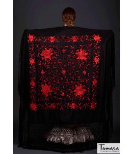 manila shawl in stock - - Manila Spring Shawl - Red Embroidered