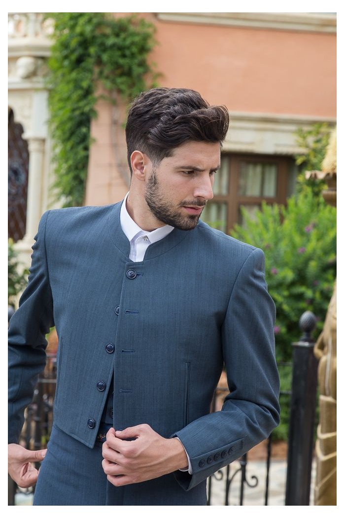  Andalusian costume Adults (Unisex) - BY ORDER model Alpaca wool Andalusian costume - Men Dark Blue 01 - Alpaca Lana