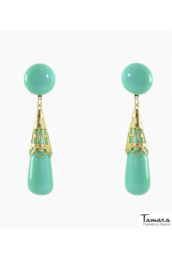 Pendientes de Flamenca modelo Pendiente Flamenco - Coral labrado Turquesa