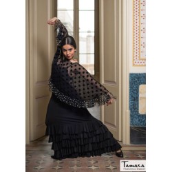 Jupes flamenco FEMME modèle Jupe flamenco Jupe Monica - Tricoté élastique Noir