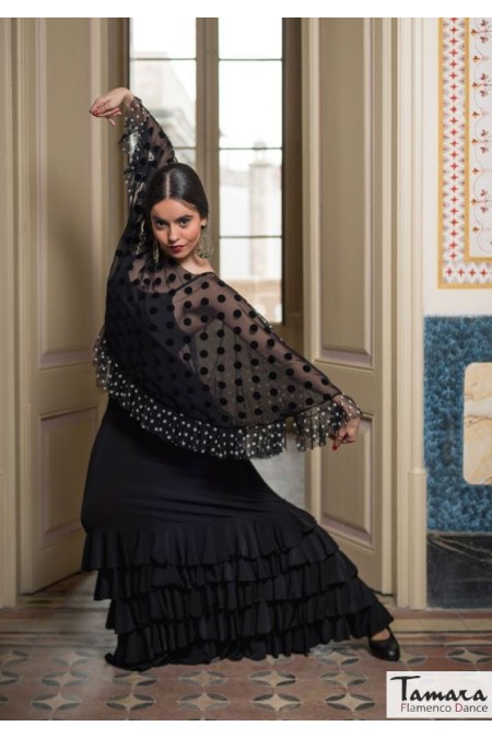 Faldas flamencas MUJER modelo Falda flamenco Monica - Punto elástico Negro