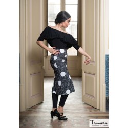 Jupes flamenco FEMME modèle Jupe flamenco Bengala Imprimée - Tricot élastique imprimé à pois blancs