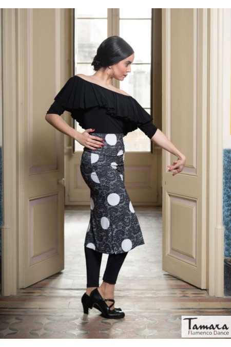 Faldas flamencas MUJER modelo Falda flamenco Bengala Estampada - Punto elástico Estampado lunar blanco
