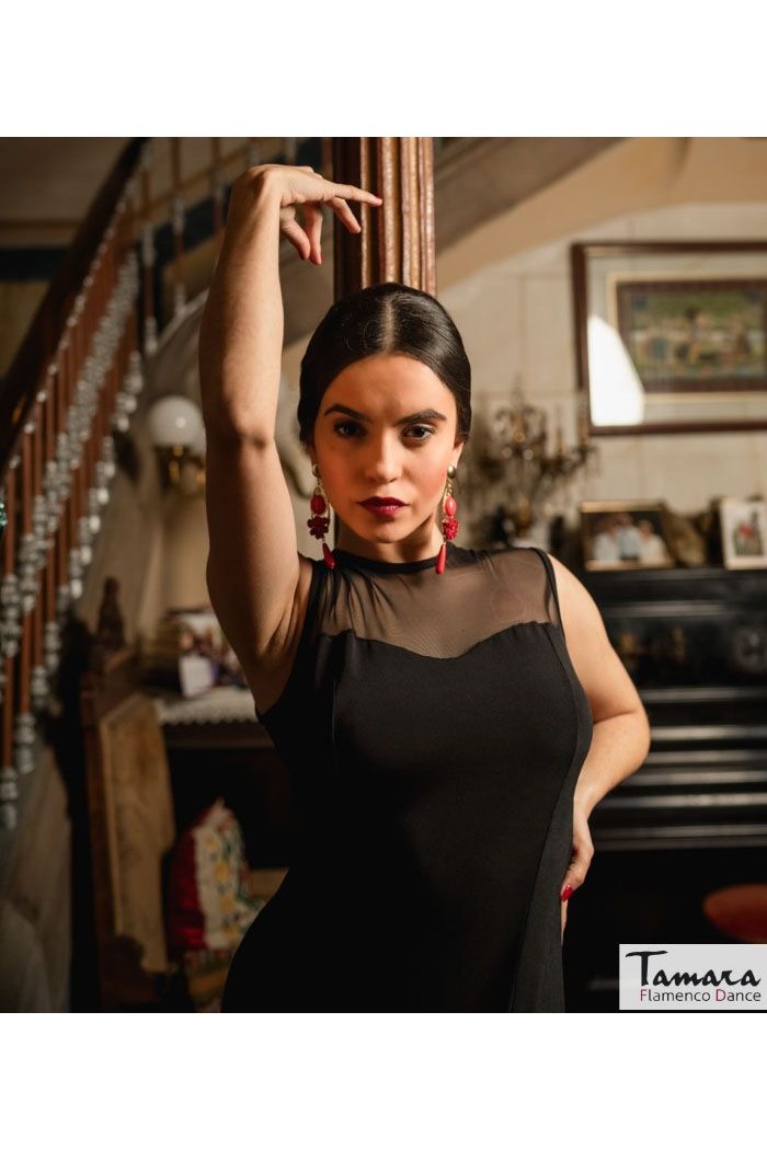 Robes flamenco FEMME modèle Robe Marsella - Tricot élastique Noir