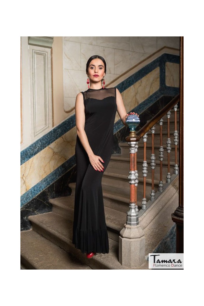 Robes flamenco FEMME modèle Robe Marsella - Tricot élastique Noir