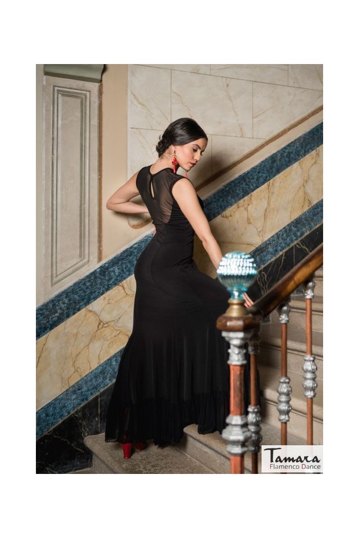 Robes flamenco FEMME modèle Robe Marsella - Tricot élastique Noir