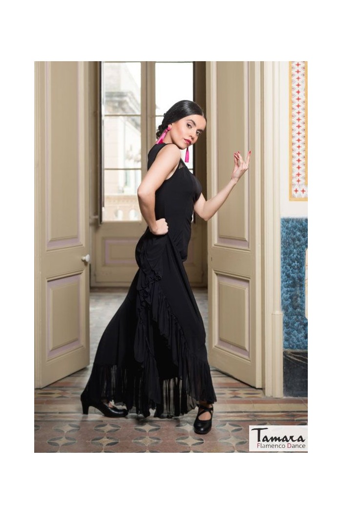 Robes flamenco FEMME modèle Robe Marsella - Tricot élastique Noir