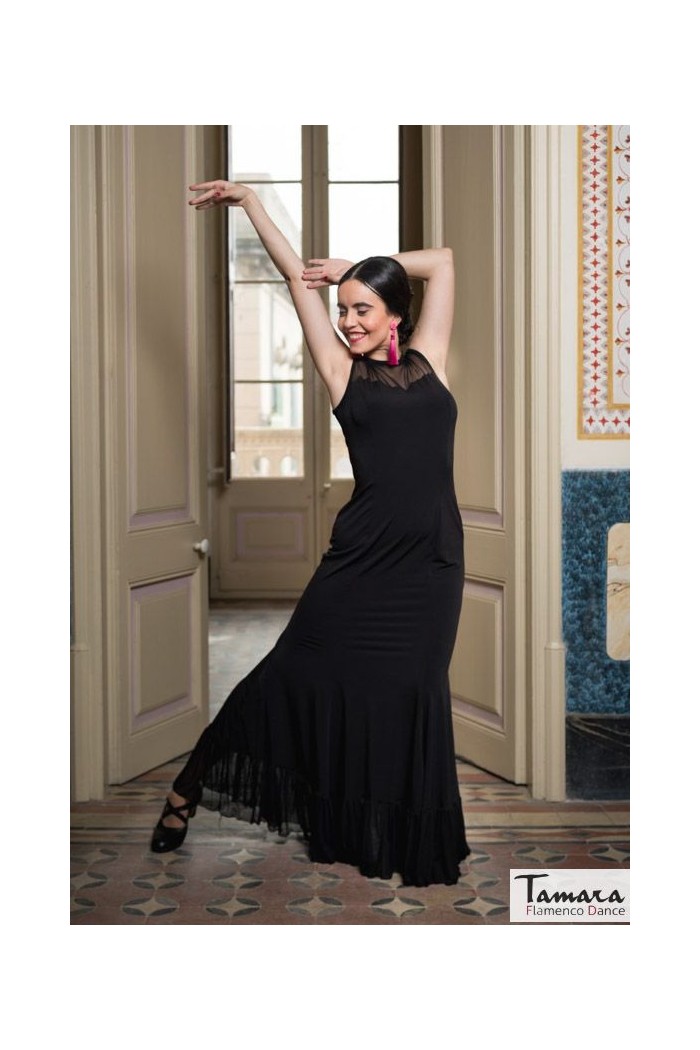 Robes flamenco FEMME modèle Robe Marsella - Tricot élastique Noir