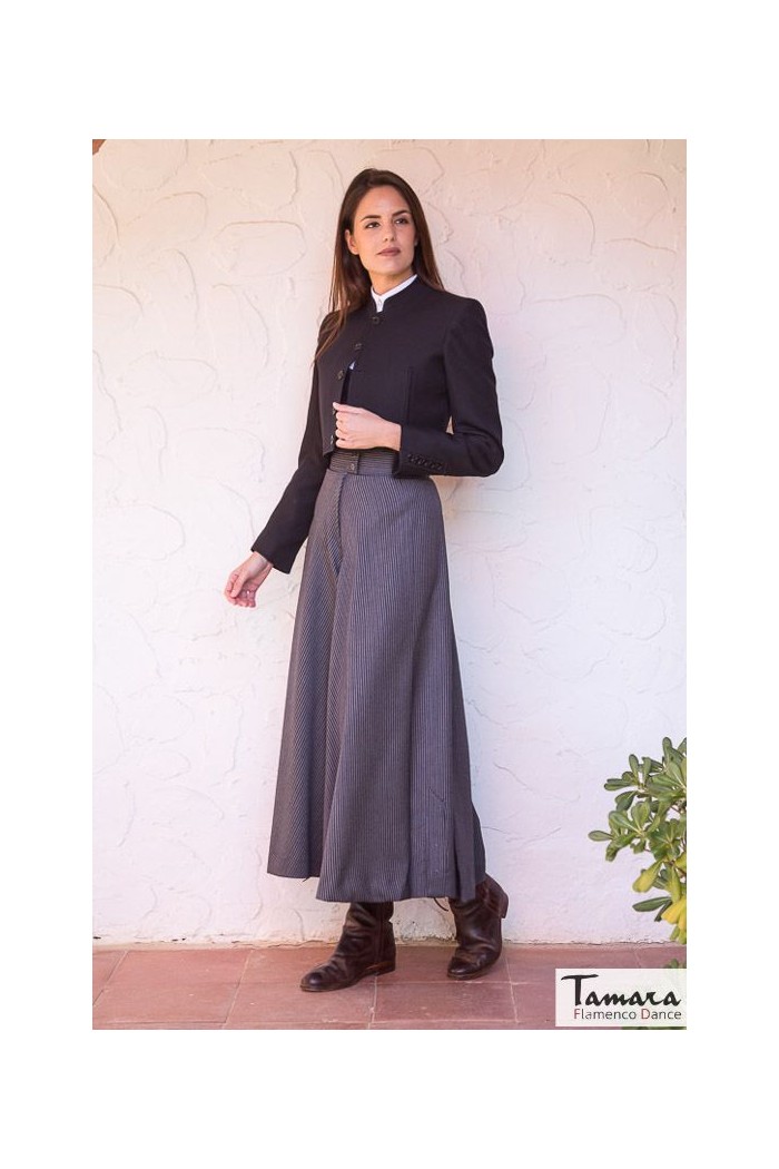  Andalusian costume Woman - BY ORDER model Split Skirt Giralda - Size 50 to 60 Striped fabric Green L. 13 - Rayas Lana