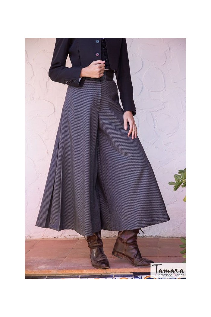  Andalusian costume Woman - BY ORDER model Split Skirt Giralda - Size 50 to 60 Striped fabric Green L. 13 - Rayas Lana