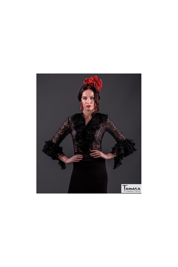 Camisas y Blusas Flamencas Roal modelo Blusa Coral encaje Negro