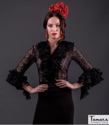blouses et jupes de flamenco en stock livraison immédiate - Vestido de flamenca TAMARA Flamenco - Coral blouse - Dentelle