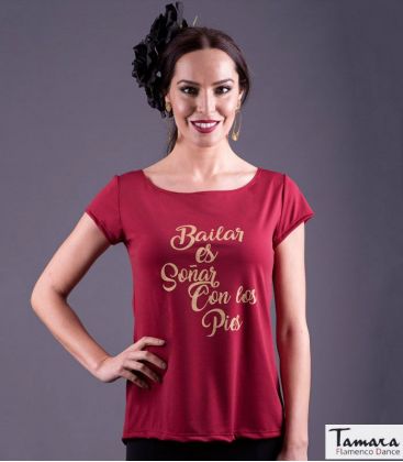 bodycamiseta flamenca mujer en stock - - Camiseta flamenca Bailar es soñar - Oro