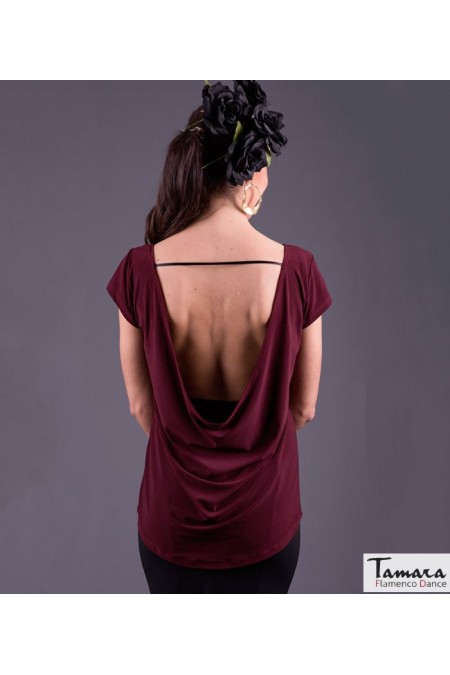 Maillot, body et haut de flamenco FEMME modèle T-shirt flamenco Olé - Argent Bordeaux