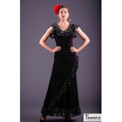 Faldas flamencas MUJER modelo Falda flamenco flamenco Lerele - Punto elastico y gasa Lunares blancos 