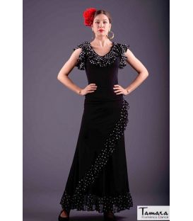 Falda flamenco Lerele - Punto elastico y gasa Lunares blancos (En stock)
