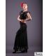 jupes flamenco femme en stock - Falda Flamenca TAMARA Flamenco - Flamenco jupe Lerele - Point élastique et gaze blanche à pois