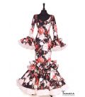 Flamenca dress with flowers on a black background