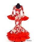 Flamenco dress Red and beige flowers