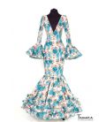 Robe Flamenco Fleurs turquoise