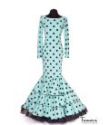 Flamenco dress Water green with black dots