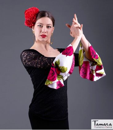bodycamiseta flamenca mujer bajo pedido - Maillots/Bodys/Camiseta/Top TAMARA Flamenco - Camiseta flamenco Jineta - Encaje elástico