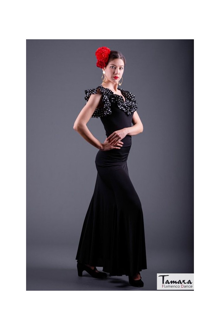 Body/Camiseta flamenca MUJER modelo Camiseta Buleria - Punto elástico Rojo con lunares negros