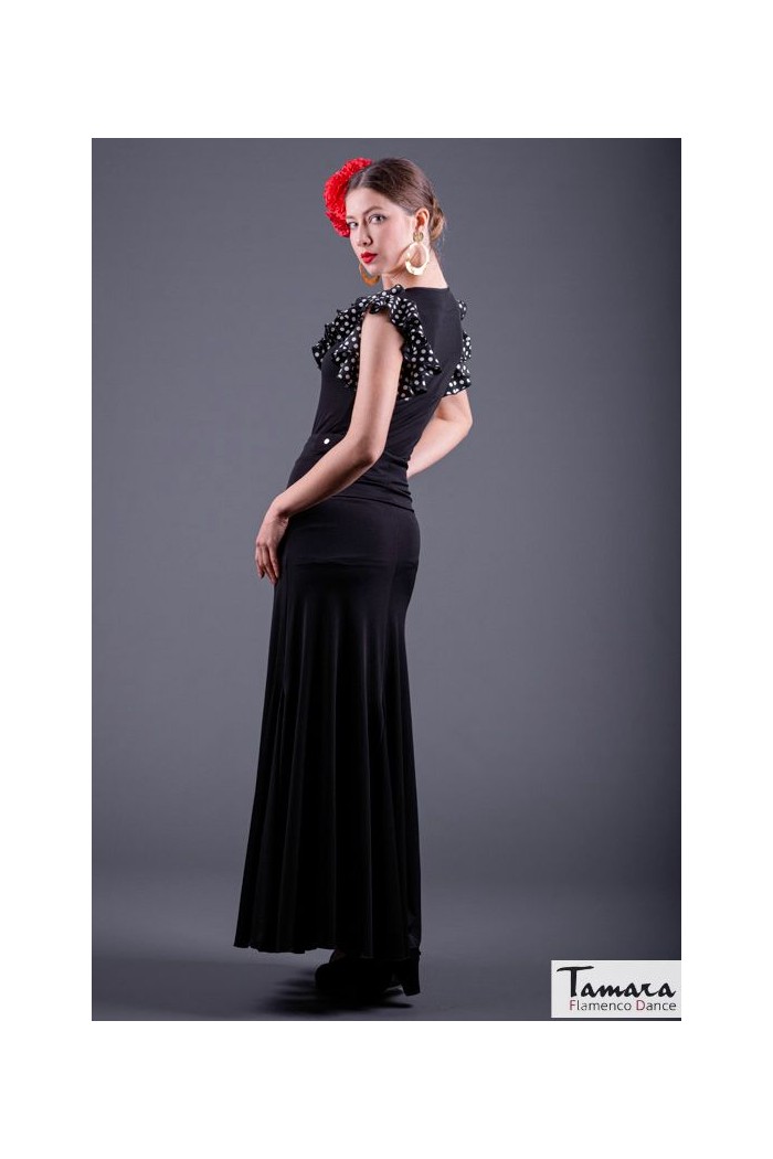 Body/Camiseta flamenca MUJER modelo Camiseta Buleria - Punto elástico Rojo con lunares negros