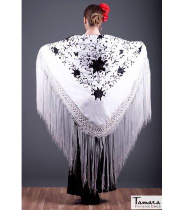 square embroidered manila shawl in stock - - Manila Spring Shawl - Black Embroidered
