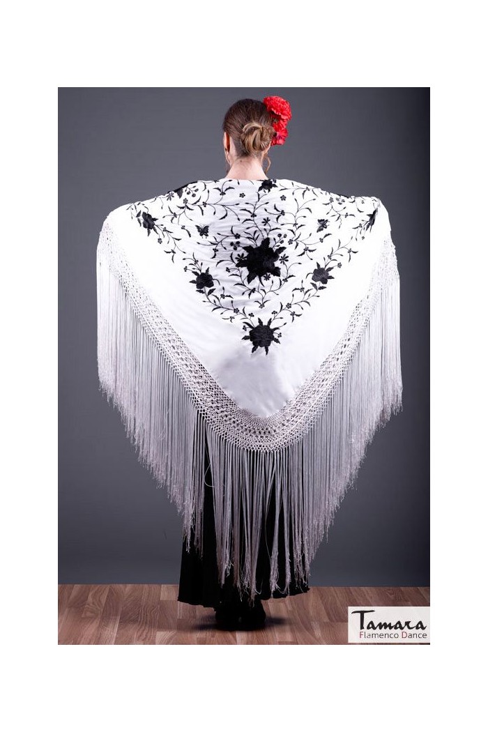  Square Embroidered Manila Shawl model Manila Spring Shawl - Black Embroidered Verde Agua