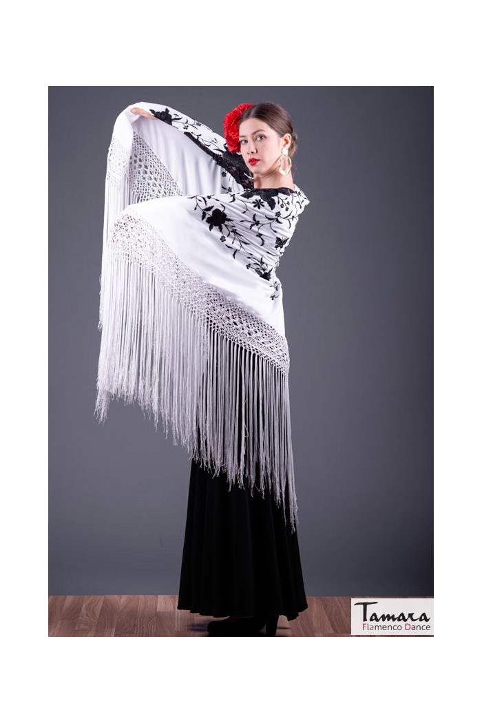  Square Embroidered Manila Shawl model Manila Spring Shawl - Black Embroidered Verde Agua