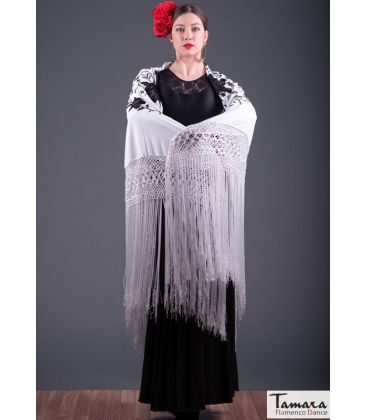 square embroidered manila shawl in stock - - Manila Spring Shawl - Black Embroidered