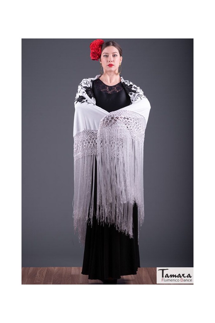  Square Embroidered Manila Shawl model Manila Spring Shawl - Black Embroidered Verde Agua