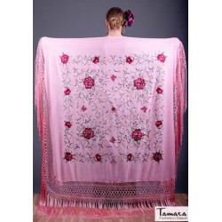 Châle Manille brodé Carré modèle Châle Printemps Manille - Brodé Multicolores Fuxia/Bourgogne Noir