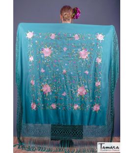 manila shawl in stock - - Manila Spring Shawl - Pink tons Embroidered