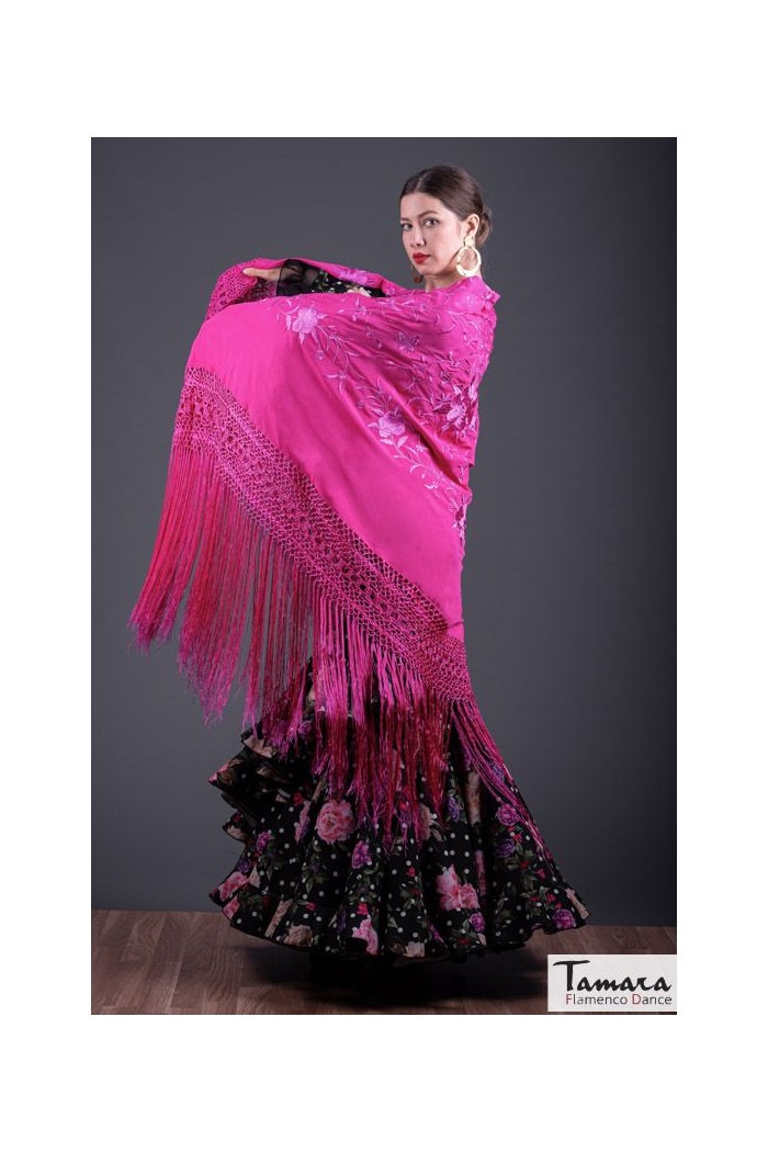  Square Embroidered Manila Shawl model Manila Spring Shawl - Embroidered Red