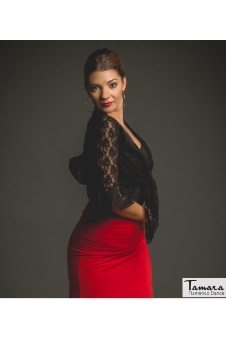 Body/Camiseta flamenca MUJER modelo Chupita Sahara - Encaje Negro