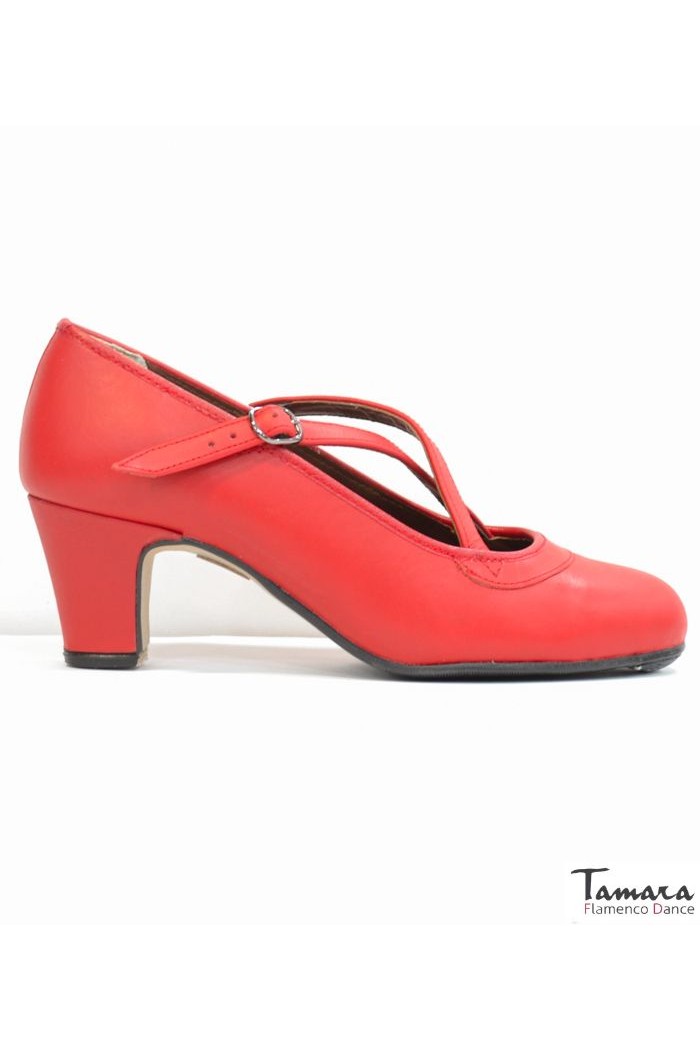 Chaussures de flamenco pour la pratique Tamara modèle Chaussures de flamenco Semi-professionnelle Supérieur TAMARA - Cuir Croisé Rouge