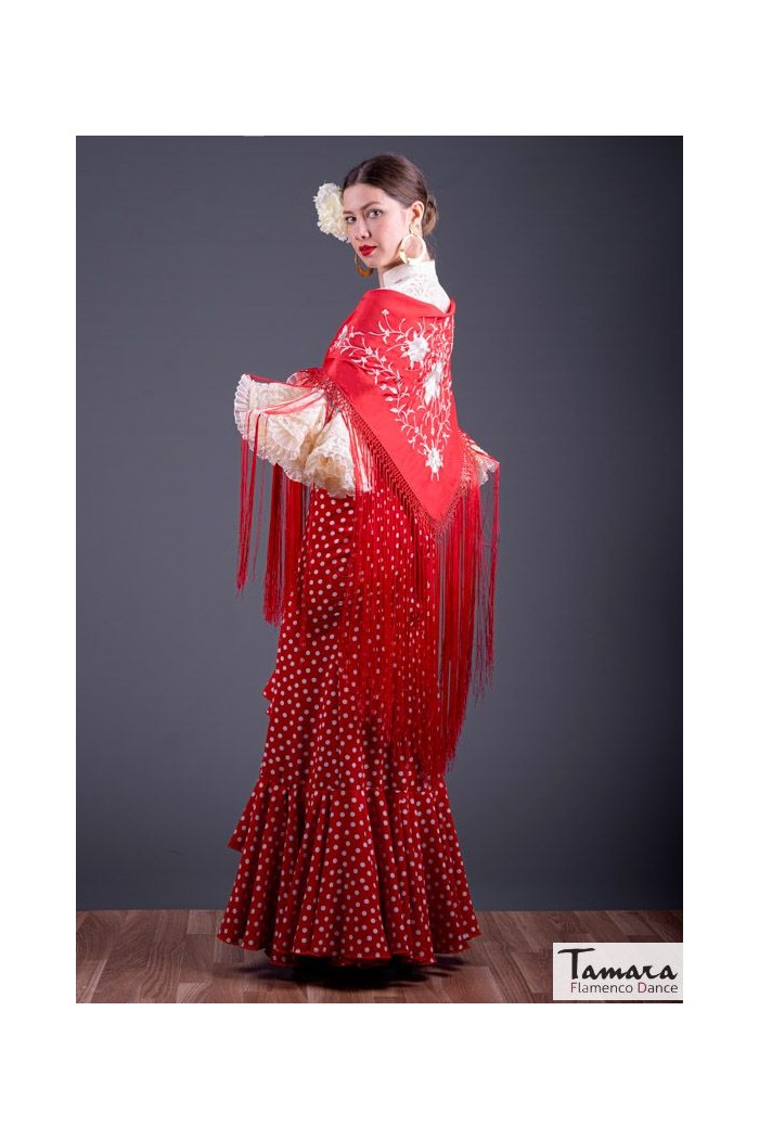 Mantoncillo bordado flamenca modelo Mantoncillo Florencia - Bordado Marfil Blanco