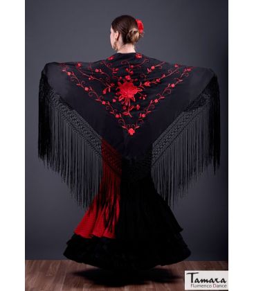 triangular embroidered manila shawl in stock - - Roma Shawl Ivory Fringe - Ivory Embroidered